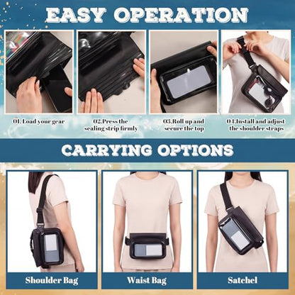 Ipx8 Waterproof Fanny Pack, 1 Pack Floating Waterproof Phone Pouch Touchscreen Dry Bag with Adjustable Waist Strap for Beach, Swimming, Kayaking, Boating, Fits Phones up to 8.5"(Black) - color: Black