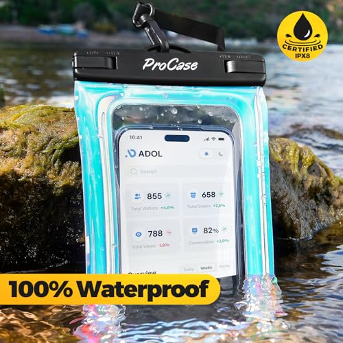 ProCase 2 Pack Floating Waterproof Phone Pouch, IPX8 Dry Bag for 7" Phones | Fits iPhone 17/16/15/14, Galaxy S24/S23 & Pixel 8/7. Touchscreen Waterproof Pouch for Swimming, Diving & Snow -Sparkle - color: Sparkle