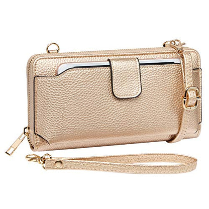 K . A Womens Wristlet Wallet Crossbody Bag Cellphone Purse Handbag RFID Card Slots 2 Strap Wrist - color: Rose Gold