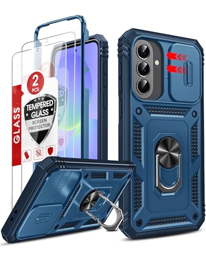 LeYi for Samsung Galaxy A37-5G Phone Case: Samsung A37 5G Case with 2 PCS Glass Screen Protector, Slide Camera Cover Military-Grade Protection Cobertor para Telefono Andorid Unlocked Cell A37, Blue - color: Blue, size: Galaxy A37 (6.7'')