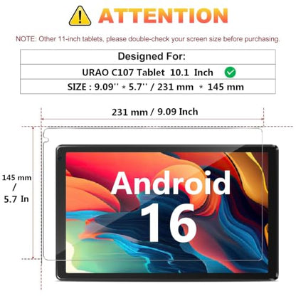 for URAO C107 Android 16 15 Tablet 10.1 Inch Screen Protector 10"