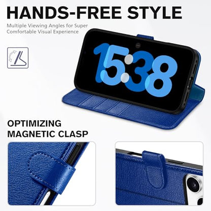 TUCCH Wallet Case for iPhone 17 Pro (6.3") 2025, Flip Stand, Klein Blue | RFID Blocking, 4 Card Holders, Kickstand, PU Leather, Shockproof TPU Shell, Magnetic Closure, Protective Folio Cover - color: Textured Klein Blue