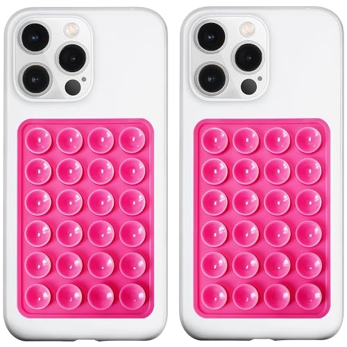 LvShuLiangPin Anteel 2 Pack Silicone Suction Phone Case Mount, Silicon Adhesive Phone Grip for Smartphones, Hands-Free Mirror Shower Phone Holder for Selfies, Tiktok Videos (Rose) - color: Rose