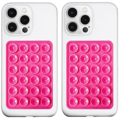 LvShuLiangPin Anteel 2 Pack Silicone Suction Phone Case Mount, Silicon Adhesive Phone Grip for Smartphones, Hands-Free Mirror Shower Phone Holder for Selfies, Tiktok Videos (Rose) - color: Rose