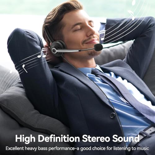 Wantek USB-A/USB-C Wired Stereo Headset – Lightweight, Noise-Cancelling - color: Ultra Black