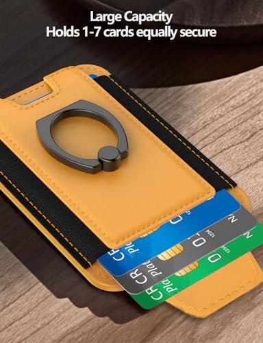 for Magsafe Wallet with Grip, 6-Card Holder; Stronger Magnetic Phone Wallet - color: Yellow