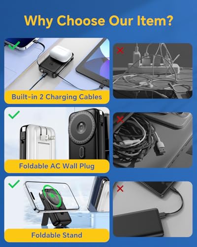 for Magsafe Battery Pack, Real Capacity 10000mAh with AC Wall Plug Charger - color: Black