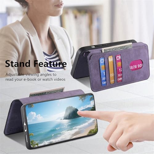 2 in 1 Detachable Wallet Case for Google Pixel 10 Pro XL CMG Purple | PU Leather Magnetic Flip Folio Case with RFID Blocking Card Holder, Credit Card Slots Kickstand, Shockproof Protective Cover - color: Purple, size: Google Pixel 10 Pro XL
