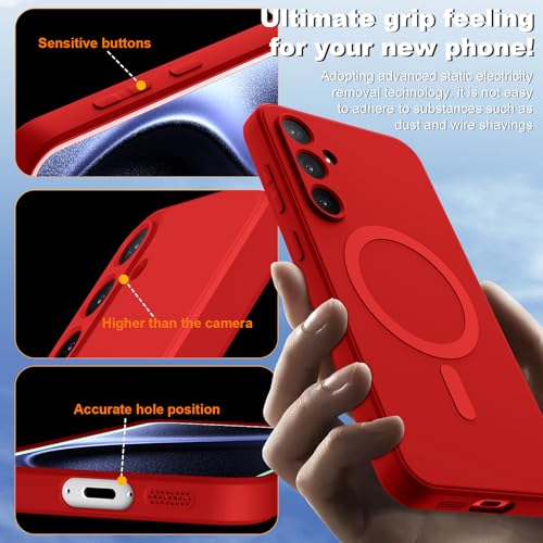for Galaxy A15 5G Case,Magnetic,Wireless Charging,Slim Red | Soft TPU Silicone Cover Phone Case for Samsung Galaxy A15 5G,Red - color: Red
