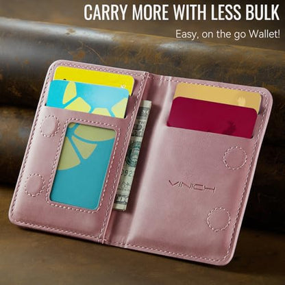 Vinich for MagSafe Wallet Magnetic RFID Blocking Card Holder, Rose Pink - color: Rose Pink