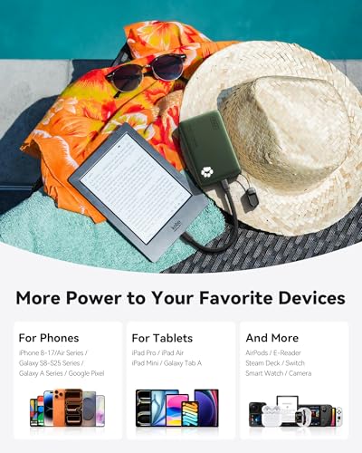 INIU 10000mAh 45W Fast Charging Portable Charger, Smaller Travel Power Bank - color: Green