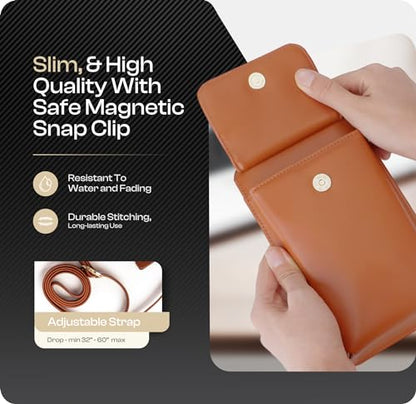Crossbody Phone Purse for Women – RFID Phone Case Wallet w/Magnetic Closure & Separate Zipper Pocket Crossbody Bag - color: Tan