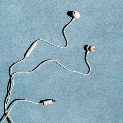 Sudio V3 Essential Wired Earbuds | in Ear Headphones with Cable and USB-C Connector | Tangle-Resistant Braided Cable | Built-in Microphone | IPX4 Water Resistant | No Charging Needed | (White) - color: White