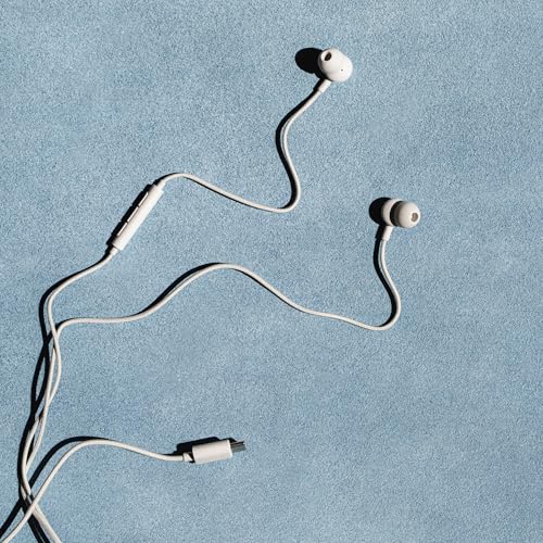 Sudio V3 Essential Wired Earbuds | in Ear Headphones with Cable and USB-C Connector | Tangle-Resistant Braided Cable | Built-in Microphone | IPX4 Water Resistant | No Charging Needed | (White) - color: White