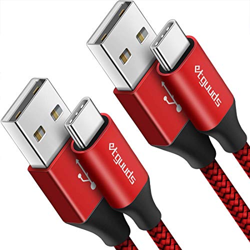 etguuds Long USB to USB C Cable, 12ft USB A to USB C Fast Charger 2-Pack - color: Red
