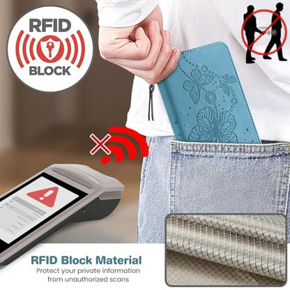 Case Wallet for Motorola Moto G Power 2025/ G Power 2026, Light Blue | RFID Blocking, 3 Card Holder Stand, Shockproof TPU Shell, PU Leather Magnetic Closure, 6.8-inch - color: Light Blue