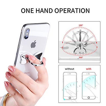 PZOZ Metal Cell Phone Finger Ring Stability Holder Back Stand Collapsible Hand Grip Knob Loop Car Mount Hook Kickstand 360 for iPhone Samsung Galaxy Mobile Cute Accessories (Silver) - color: Silver