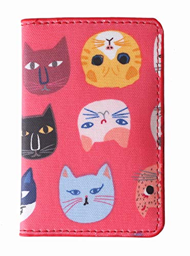 ID Card Holder for Back of Phone Leather Phone Wallet Stick On with Stand Flip Waterproof Leather Adhesive Wallet for Most Cellphones (Red Cat) - color: Red Cat