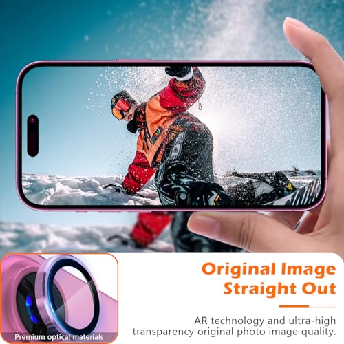 imluckies Camera Lens Protector for iPhone 16 / iPhone 16 Plus, AR+AF Tempered Glass 9H Anti-Scratch Metal Individual Lens Cover, HD Clear Camera Accessories, Case Friendly - Pink - color: Pink