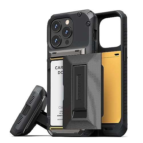 VRS DESIGN Damda Glide Hybrid Phone Case Designed for iPhone 15 Pro (2023), Functional Sturdy Wallet Card Holder Kickstand Case Compatible with iPhone 15 Pro (Matte Black) - color: Matte Black, size: iPhone 15 Pro