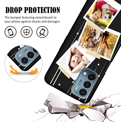 Custom Phone Case for OnePlus Nord N200 5G Photos Pictures Collage Text Name, Customized Personalized Phone Cover Anti-Scratch Soft Protective TPU Black Thin Cases 6.49-inch - color: Black 02 - Stars, 3 Photos