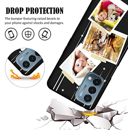 Custom Phone Case for OnePlus Nord N200 5G Photos Pictures Collage Text Name, Customized Personalized Phone Cover Anti-Scratch Soft Protective TPU Black Thin Cases 6.49-inch - color: Black 02 - Stars, 3 Photos