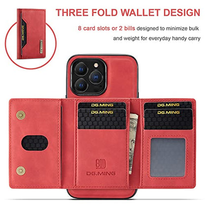 Leather Wallet Phone Cases Compatible with iPhone 14 Pro Max Case with Card Holder Men 6.7'' 2 in 1 Detachable Back Cover (Red, IP 14 Pro Max) - color: Red, size: IP 14 Pro Max