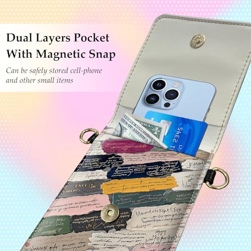 Small Crossbody Bags for Women Touchscreen Cell Phone Bag Cross Body Purses with adjustable Strap,Gifts For Teenage Girls - color: Collage Text