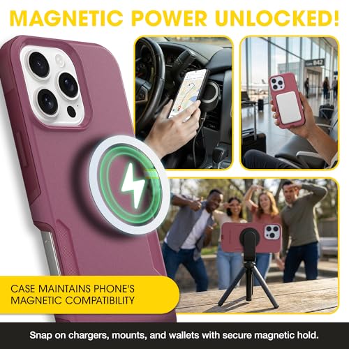 OtterBox iPhone 16 Pro Max – Commuter Series Slim MagSafe Case - Foxberry | 3X Military Drop Protection - Dual-Layer Design - Pocket-Friendly - Raised Edges - Port Covers - Non-Retail Packaging - color: Foxberry