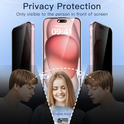 JETech Privacy Screen Protector for iPhone 15, 2-Pack - size: iPhone 15