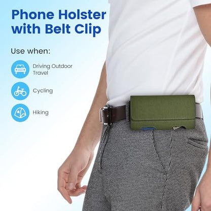 Mopaclle Nylon Phone Holster with Heavy Duty Metal Belt Clip and Card Holder, Compatible with Samsung Galaxy S26/S25/S24/S23/S22 Ultra, Note 20/10 Series, and A17/A17F/M17 Series - Green - color: Nylon-Army green, size: XL(6.85x3.6x0.75)