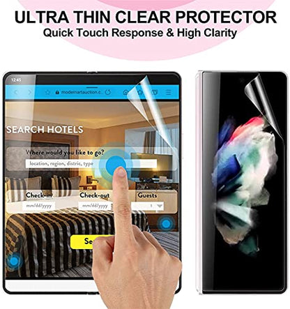 For Samsung Galaxy Z Fold3 5G Screen Protector Hydrogel Film,5 in 1 HD Clear Anti-Scratch Soft Screen Protector for Galaxy Z Fold 3 Front Screen,Inside Screen,Back&Hinge,Lens Film