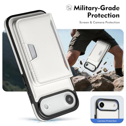 Antsturdy Compatible with MagSafe iPhone 17 Air Wallet Case,Beige | 2 in 1 Detachable Magnetic,Credit Card Holder Slots,RFID Blocking,PU Leather,Kickstand,Flip Folio Phone Cover for Men & Women - color: Beige, size: iPhone 17 Air - 6.5"
