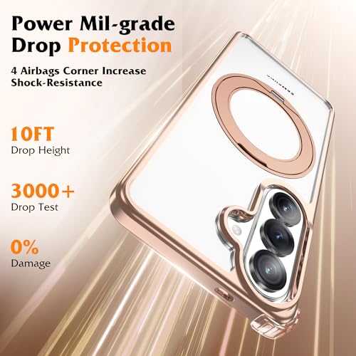 Compatible with Clear Samsung Galaxy S26 Plus Case with 360° Invisible Magnetic Ring Stand [Compatible with Mag-Safe] Shockproof Plating Phone Case for S26+ 6.7",Desert Gold - color: Desert Gold, size: Samsung Galaxy S26 Plus