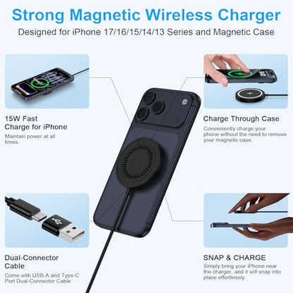 Magnetic Wireless Charger Samsung Fast Charging Pad for Samsung Galaxy S26+ - color: Black