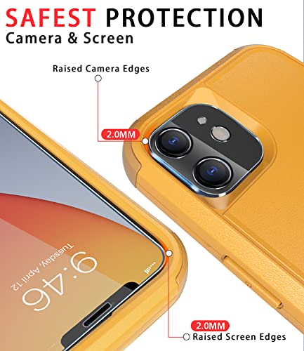 Diverbox for iPhone 11 Case [Shockproof] [Dropproof] [Tempered Glass Screen Protector],Heavy Duty Protection Phone Case Cover for Apple iPhone 11 (Yellow-3in1) - color: Yellow-3in1