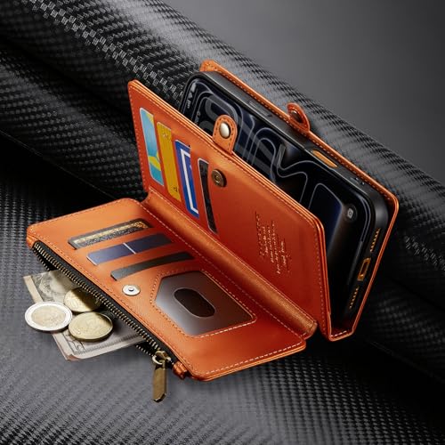 Defencase for iPhone 17 Pro Max Wallet Case with RFID Card Holder, Orange - color: Orange