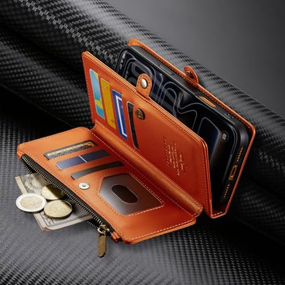 Defencase for iPhone 17 Pro Max Wallet Case with RFID Card Holder, Orange - color: Orange