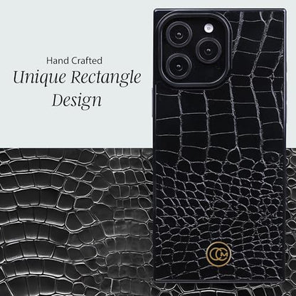 COCOMII Rectangle for iPhone 16 Pro Case, Black Crocodile Leather | Compatible with MagSafe Wireless Charging, Shockproof 10ft Drop Protection, Camera & Screen Protection, Premium Glossy Finish - color: Black Crocodile Leather, size: iPhone 16 Pro (6.3")