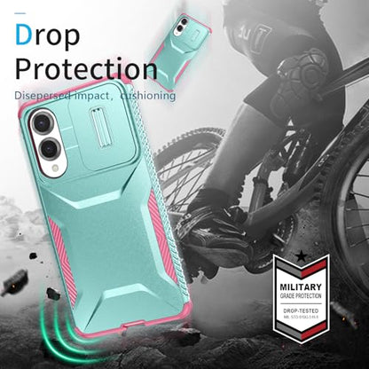Asuwish Phone Case for Samsung Galaxy S25 Edge 5G with Screen Protector and Slide Camera Cover Rugged Hybrid Shockproof Protective Cell Accessories S25Edge 25S S 25 25Edge 6.66 2025 Men MintGreen - color: Green