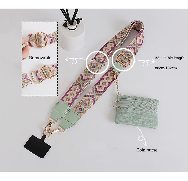 Clip and Go Strap for Phone with Wallet Crossbody - color: Black