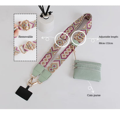 Clip and Go Strap for Phone with Wallet Crossbody - color: Black