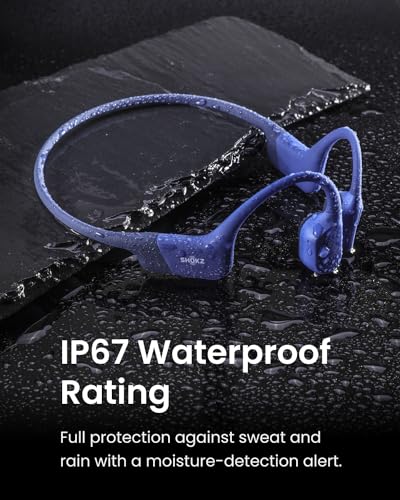 SHOKZ OpenRun Mini Bone Conduction Open-Ear Bluetooth Headphones, Blue - color: Blue, size: Mini Size+Magnetic Charging
