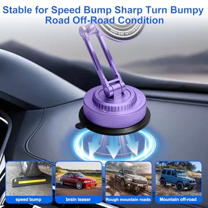 All-Metal Alloy Long Arm Magnetic Suction Cup Car Phone Mount(Purple) - color: Purple