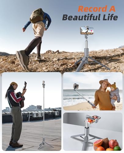 Tripod for iPhone, Selfie Stick with Remote, Stable & Durable Phone Tripod - color: Grey