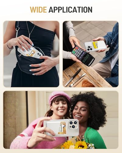 Senose Back of Phone Card Holder, Leather White Cell Phone Wallet Stick on | Slim Credit Card Holder for PhoneCase, Card Holder for Back ofPhone Compatible for iPhone, Samsung, and Android - 2 Pack - color: White White