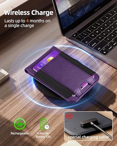 MagSafe Wallet with Apple Find My, Magnetic Phone Wallet with Money Clip - color: Purple