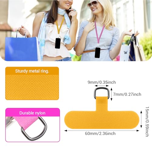 12 Pcs Phone Tether Tab, Safety Lanyard Patch Adjustable Strap, Adjustable and Removable Universal Cell Phone Multifunctional Patch without Adhesive (6 colors)