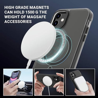 ULAK Case for iPhone 12/12 Pro Case, Compatible with MagSafe, Black/Mag | Shockproof Magnetic Women Girls Anti-Scratch Protective Phone Case Designed for iPhone 12 & iPhone 12 Pro 6.1 inch - color: Black/Mag