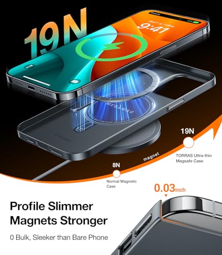 TORRAS Magnetic Slim-Fit for iPhone 15 Pro Max Case, Ultra-Thin 15 ProMax Phone Case Compatible with MagSafe, Lightweight Anti-Scratch Matte Hard iPhone 15 ProMax Case 6.7 inch OriginFit, Grey - color: Titanium Grey